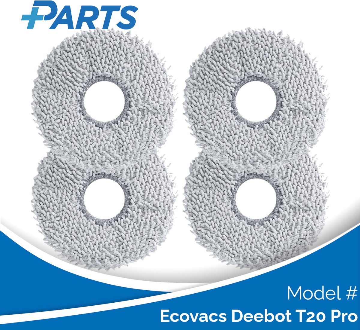 Ecovacs Deebot T20 Pro Dweilpads (4 Stuks, Plus.Parts® alternatief voor 201-2425-10B0)
