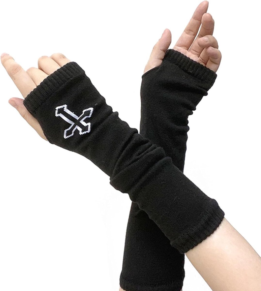 Hip Hop Punk Vingerwarmers met Duimopening - Gothic Dames Lange Handschoenen en Polsbanden voor Comfortabel Warmen van de Vingers en Handen