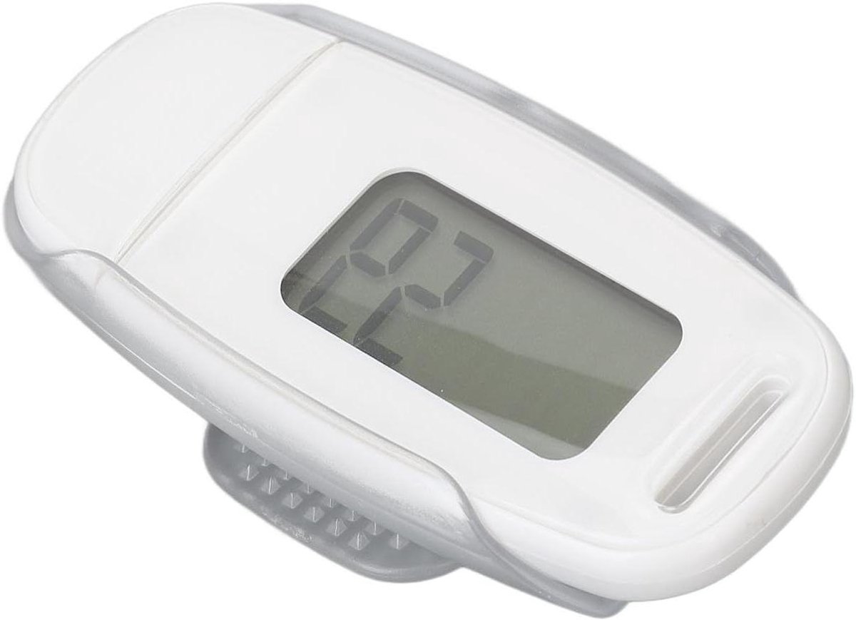 Stappenteller - Activiteitstracker Pedometer - Fitness Bijhouden - Groot LCD Scherm - 9 x 5 x 4 cm - Wit