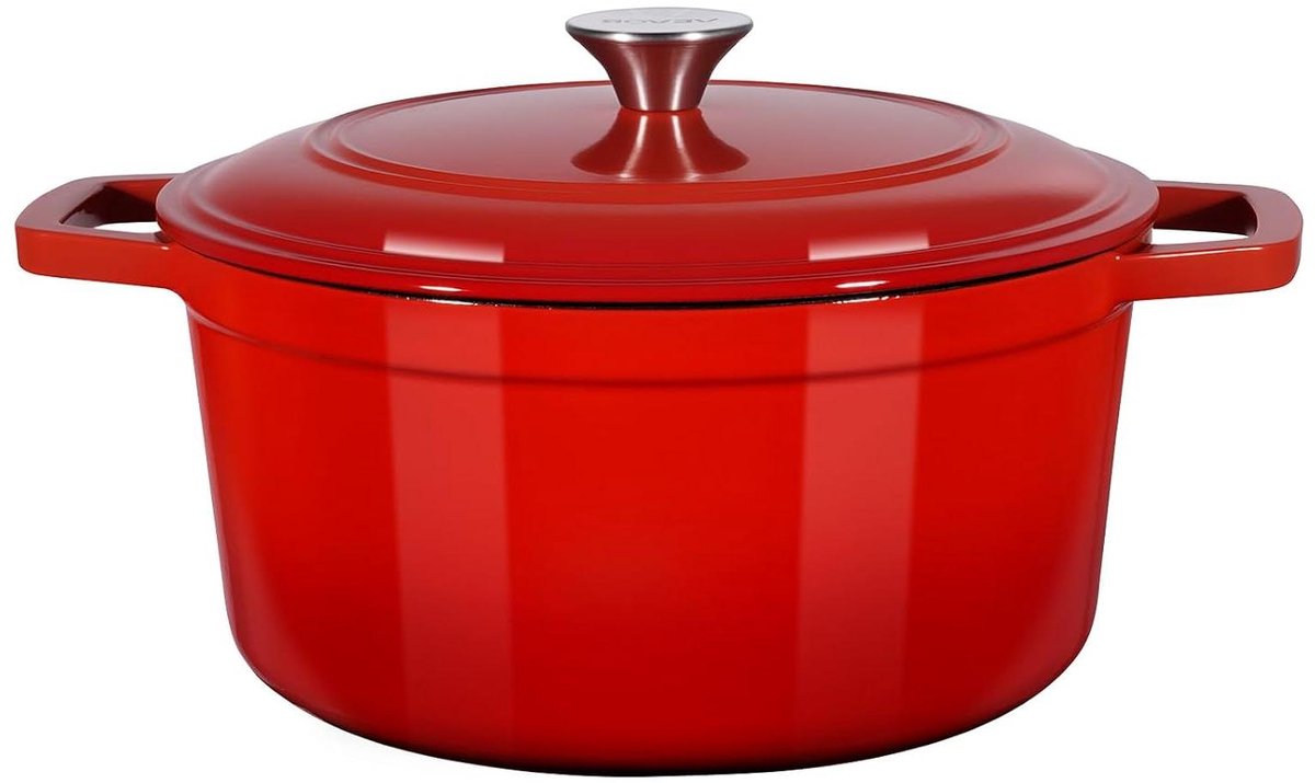 Gegoten IJzeren Pan - Stoofpan Braadpan - Brood Bakken - Gegoten IJzer - 5.68 liter - Rood