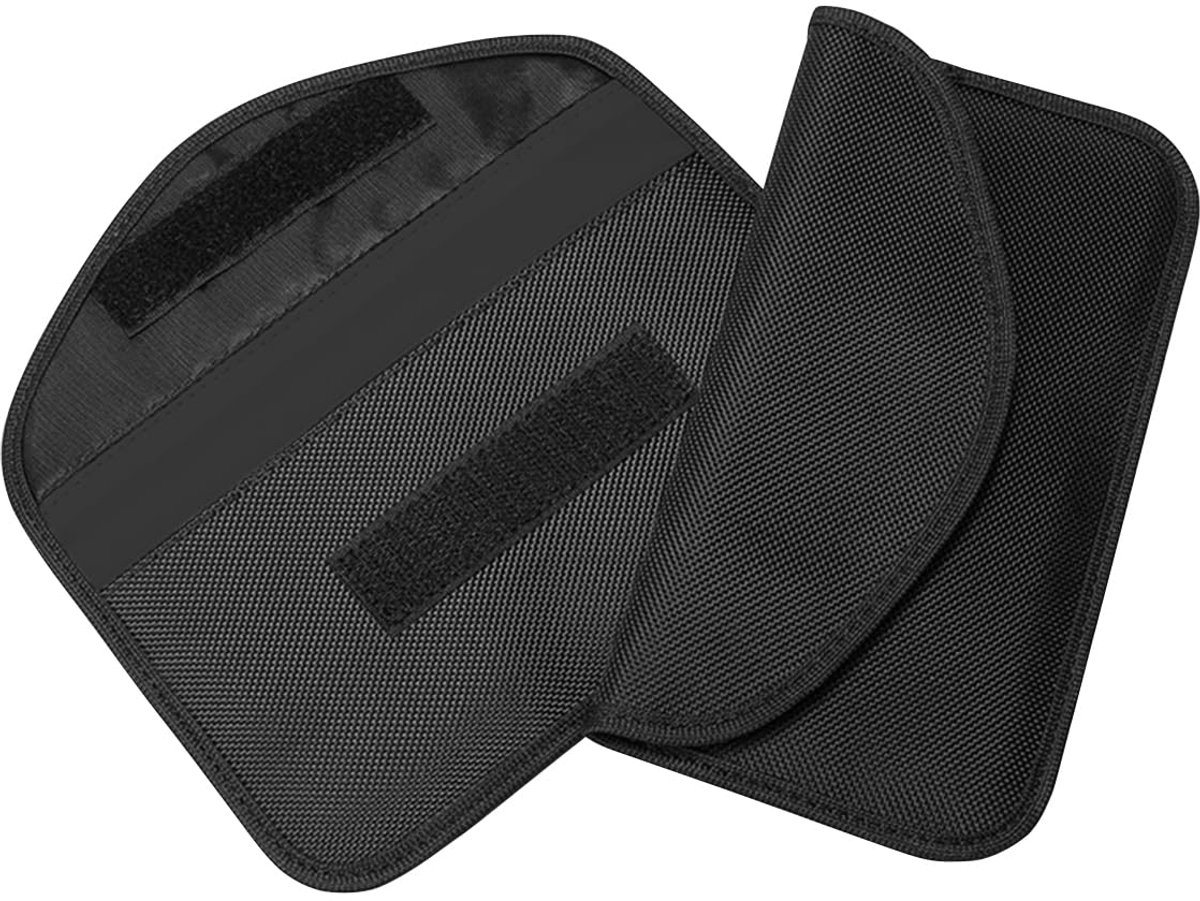 Set van 2 signaalafschermende tasjes, anti-RFID autosleutelhoesjes, anti-tracking en RFID signaalafschermende tasjes Geschikt voor de bescherming van de privacy van uw mobiele telefoon (zwart)