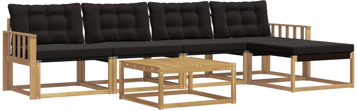 vidaXL Buiten - bank - set - 6 - st - 4-zits - Wit - en - zwart Wit en zwart