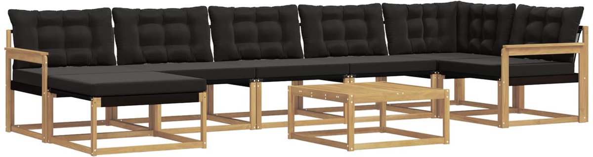 vidaXL Buiten - bank - set - 8 - st - 7-zits - Wit - en - zwart Wit en zwart