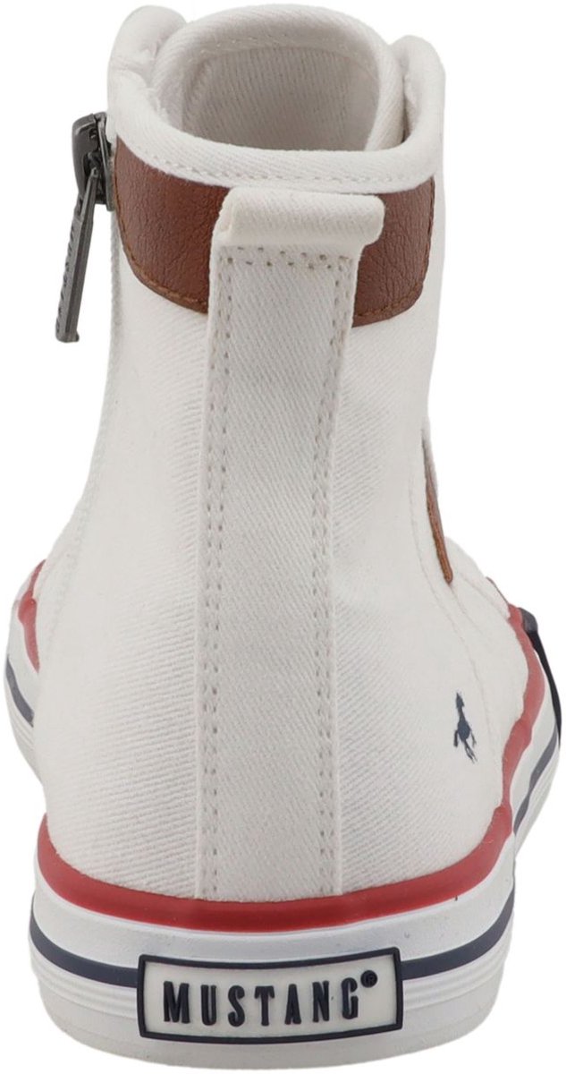Mustang dames hoge canvas sneaker wit