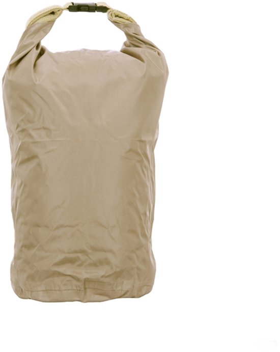 Beige waterdichte zak met lus handvat.