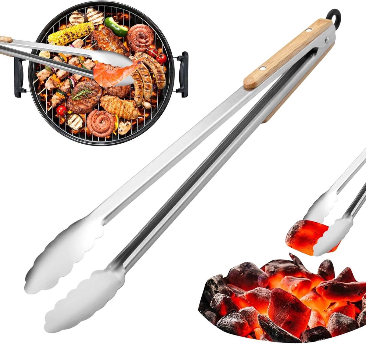 BBQ Tang - Grill Tang - Buiten Koken - Hittebestendig Ontwerp - 26.7cm - Zilver