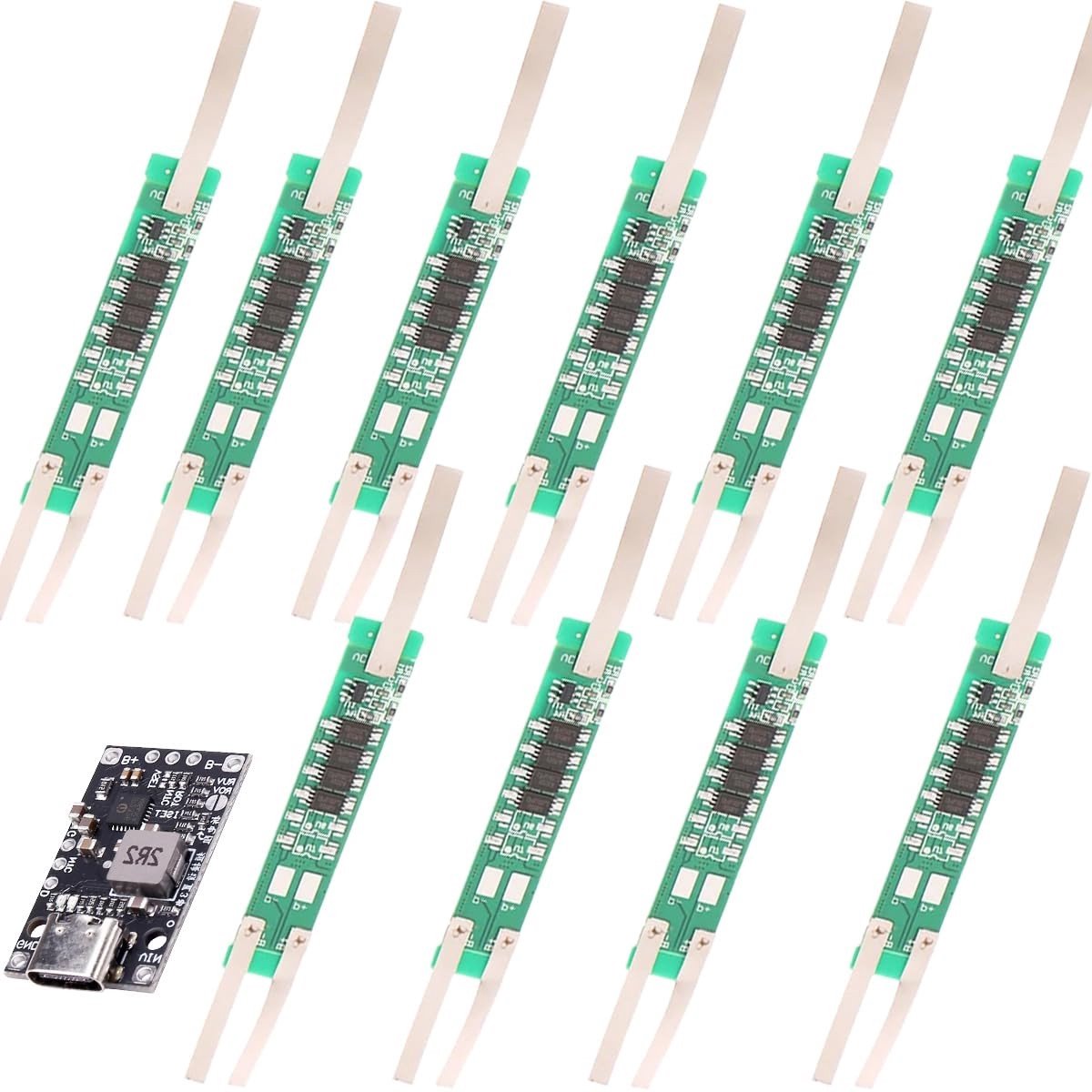 10 Stuks 2S 7.4V 18650 BMS Beschermkaart voor Li-ion Batterijen met Multicircuit Bescherming en Oplaadmodule