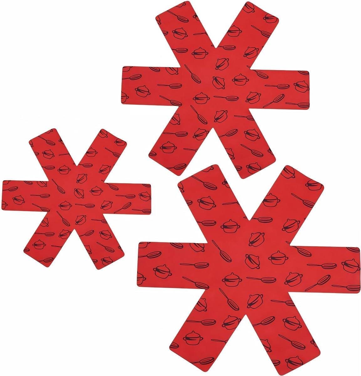 Panbeschermers - Kookgerei beschermers - Keuken organiseren - Antislip viltmateriaal - 3 maten - Rood
