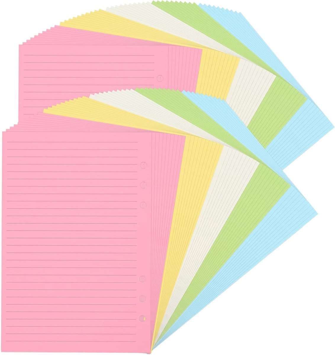 Lined A5 Notitieboek Papier voor 6-Ring Planner Organizer, 50 Vellen, Geschikt voor Vulbladen, 21 x 14.2 cm, Perfect voor Notities en Plannen