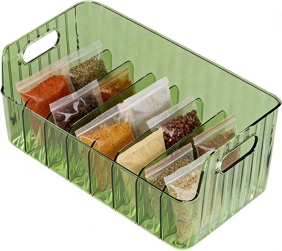 Kruidenzakjes Organizer - Snackhouder Opbergdoos - Keuken Opbergen - Vochtbestendig Ontwerp - 25.5 x 16 x 11.4 cm - Groen