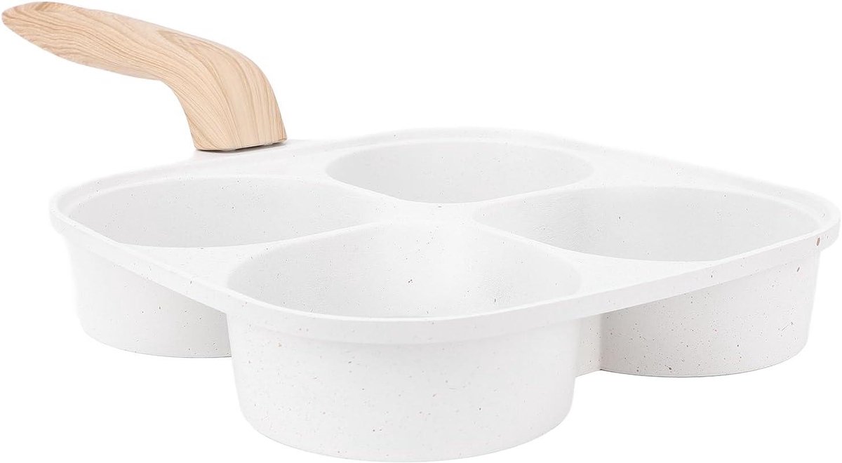 Eierkoekenpan met 4 Gaten - Ontbijtkoekepan Pannenkoekenpan - Ontbijt Maken - Antiaanbaklaag Gelijkmatige Verwarming - 4 Kopjes - Zwart