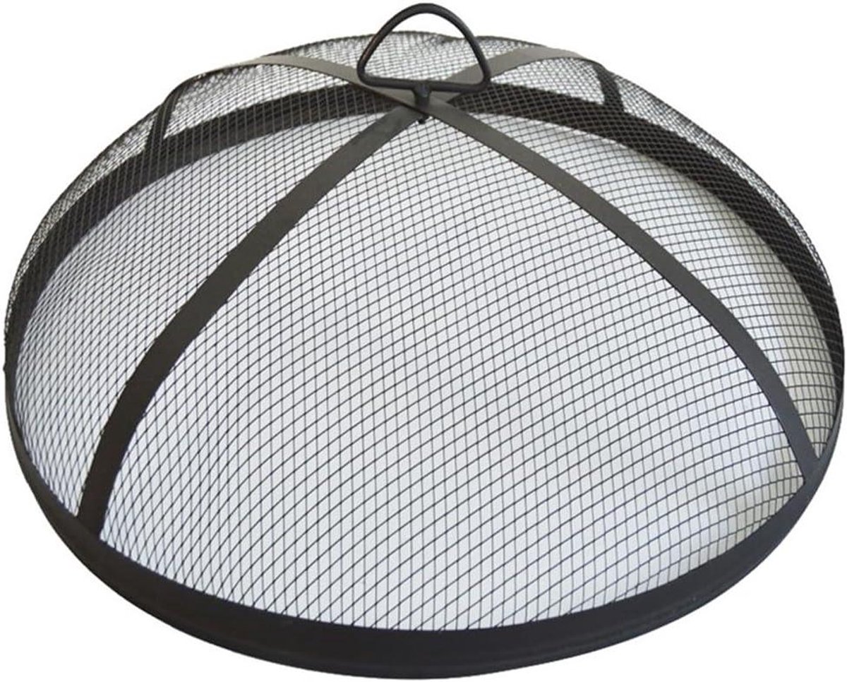 Vuurkorf Vonkenscherm - Schermhoes Vuurkorf - Buiten Terras - Rond Afdeknet - 15.75 x 7.87 cm - Zwart