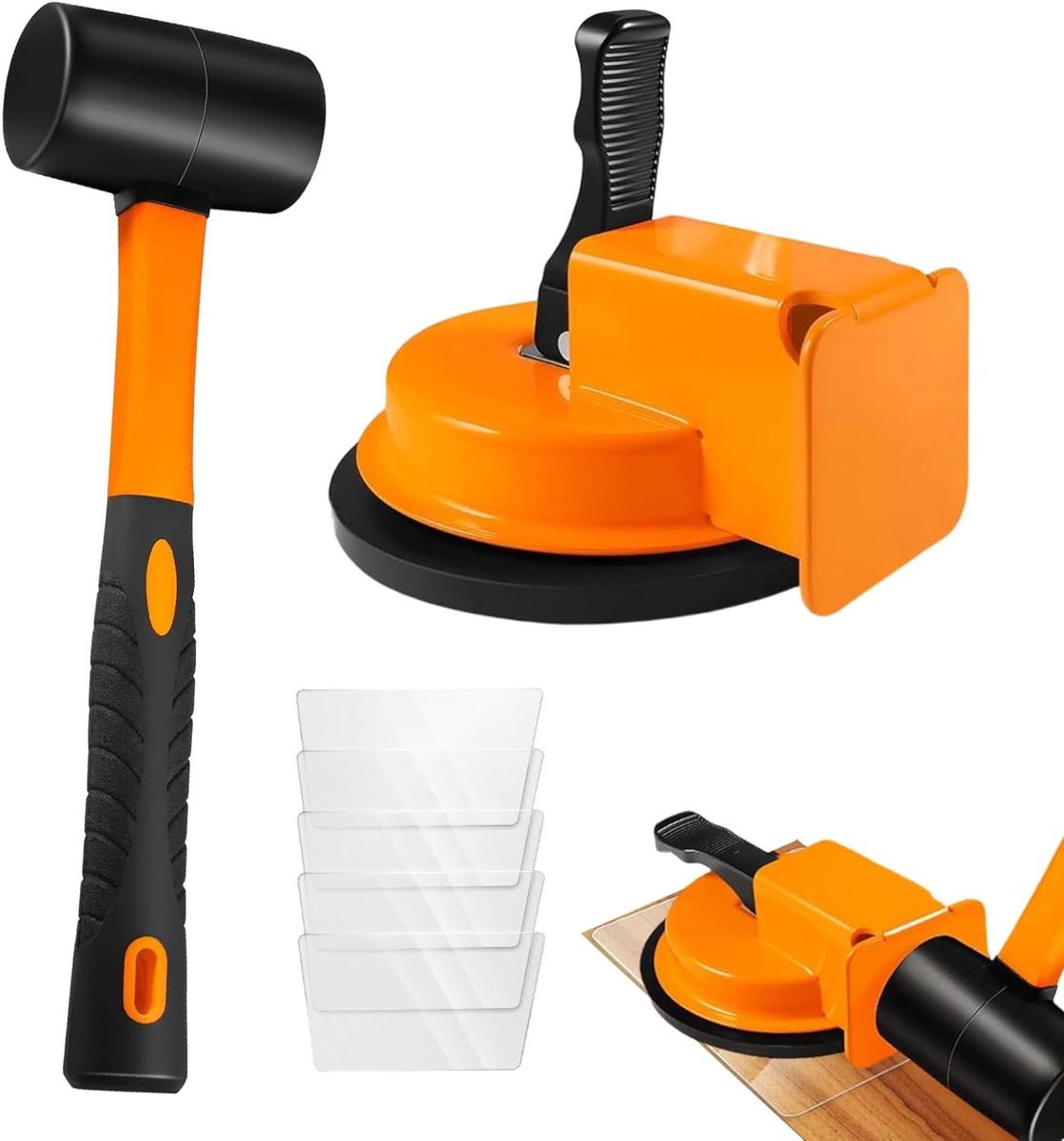 Vloer Reparatie Set - Laminaat Gereedschap - Vloeren Leggen - Versterkte Zuigkop - 30.6 cm - Oranje