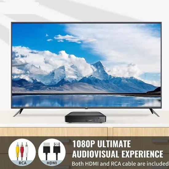 Mini DVD-speler - Draagbare CD-speler - Films Kijken - HD en RCA Kabel - 1080P Resolutie - Zwart — afbeelding 3