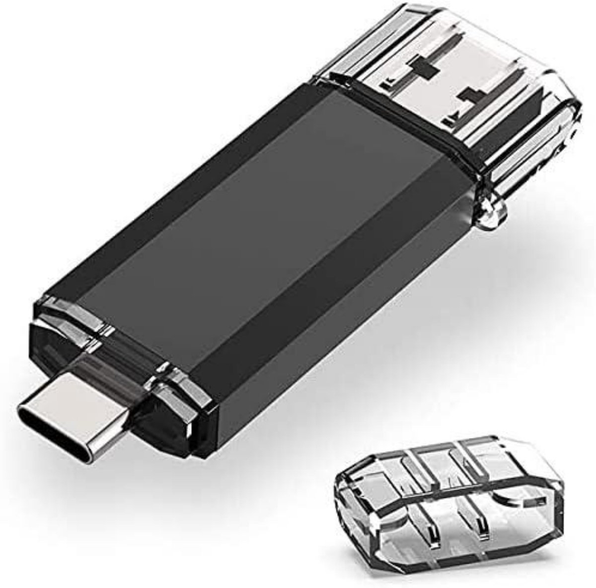 GELLDG 128 GB USB-C OTG-flashdrive – USB 3.0 Type-C Dual-interface USB-stick – 2-in-1 flashdrive geschikt voor tablets, smartphones, Android, pc's, laptops, Windows en iOS-apparaten – Zwart