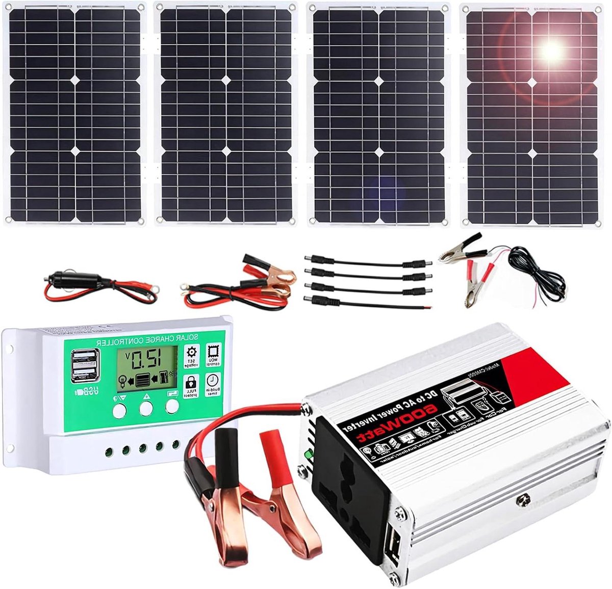 Zonnepaneel Kit - Draagbare Energie - Energie Opwekken - Compact Opvouwbaar - 100W - Zwart