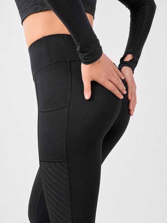 SparkNine Novaflex sportlegging dames - stijlvol & ademend - met zakken - M - zwart - mesh panelen - elastisch - squatproof van Merkloos — afbeelding 3