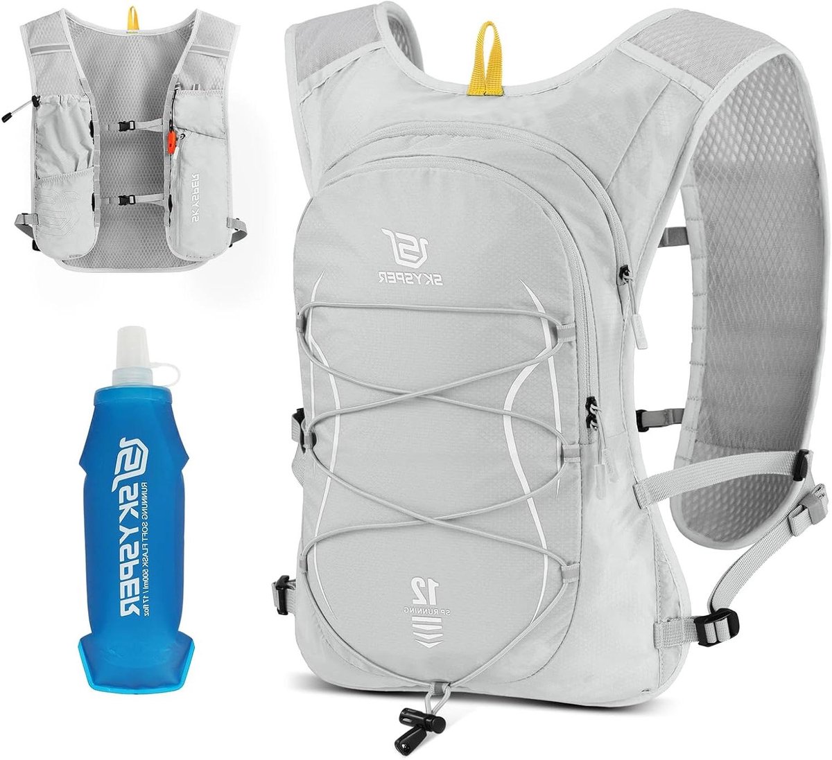 Hardloopvest - Hydratatie tas - Lange afstanden lopen - Ademend en lichtgewicht - 12 liter capaciteit - Grijs