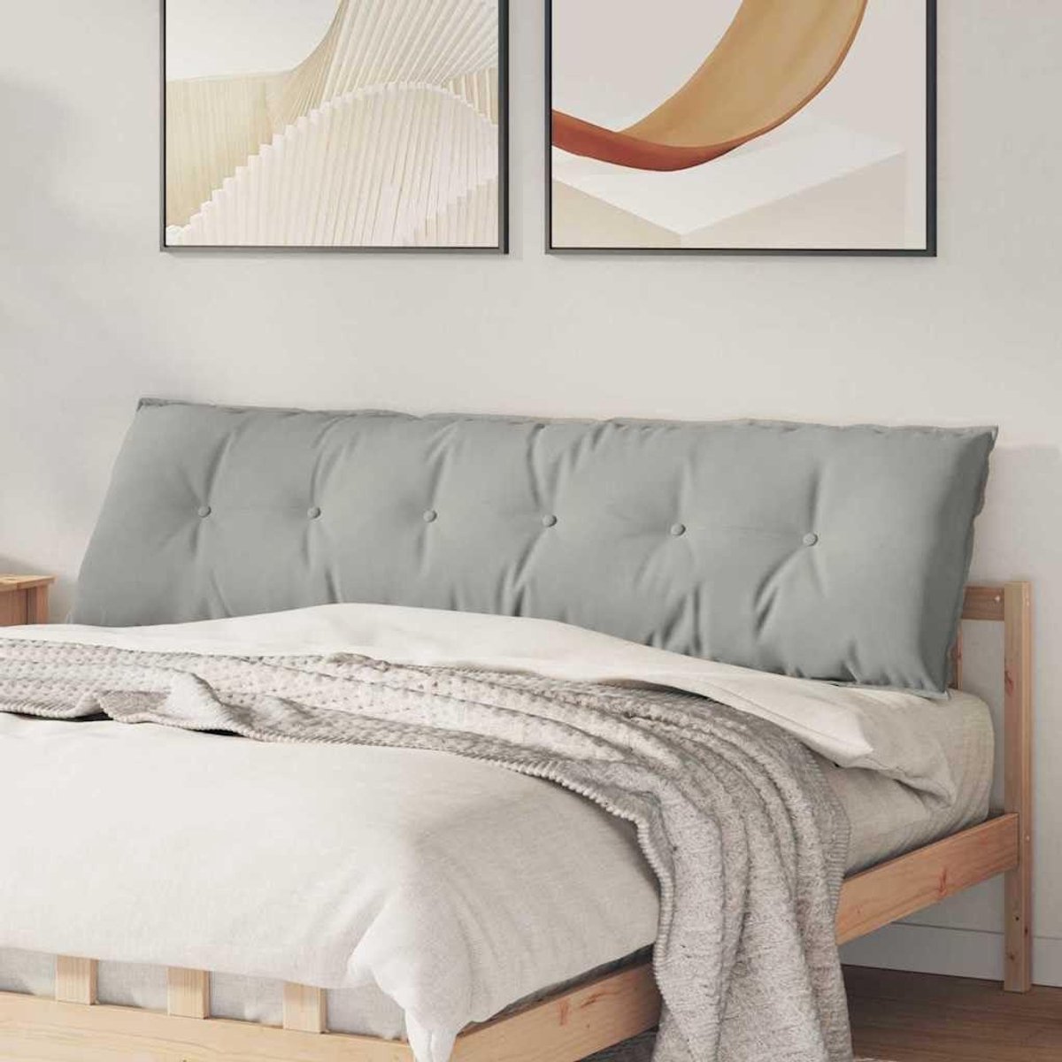 Rugkussen - Leeskussen Wigkussen - Ontspannen Zitten - Zachte Microvezel - 180 x 50 cm - Lichtgrijs