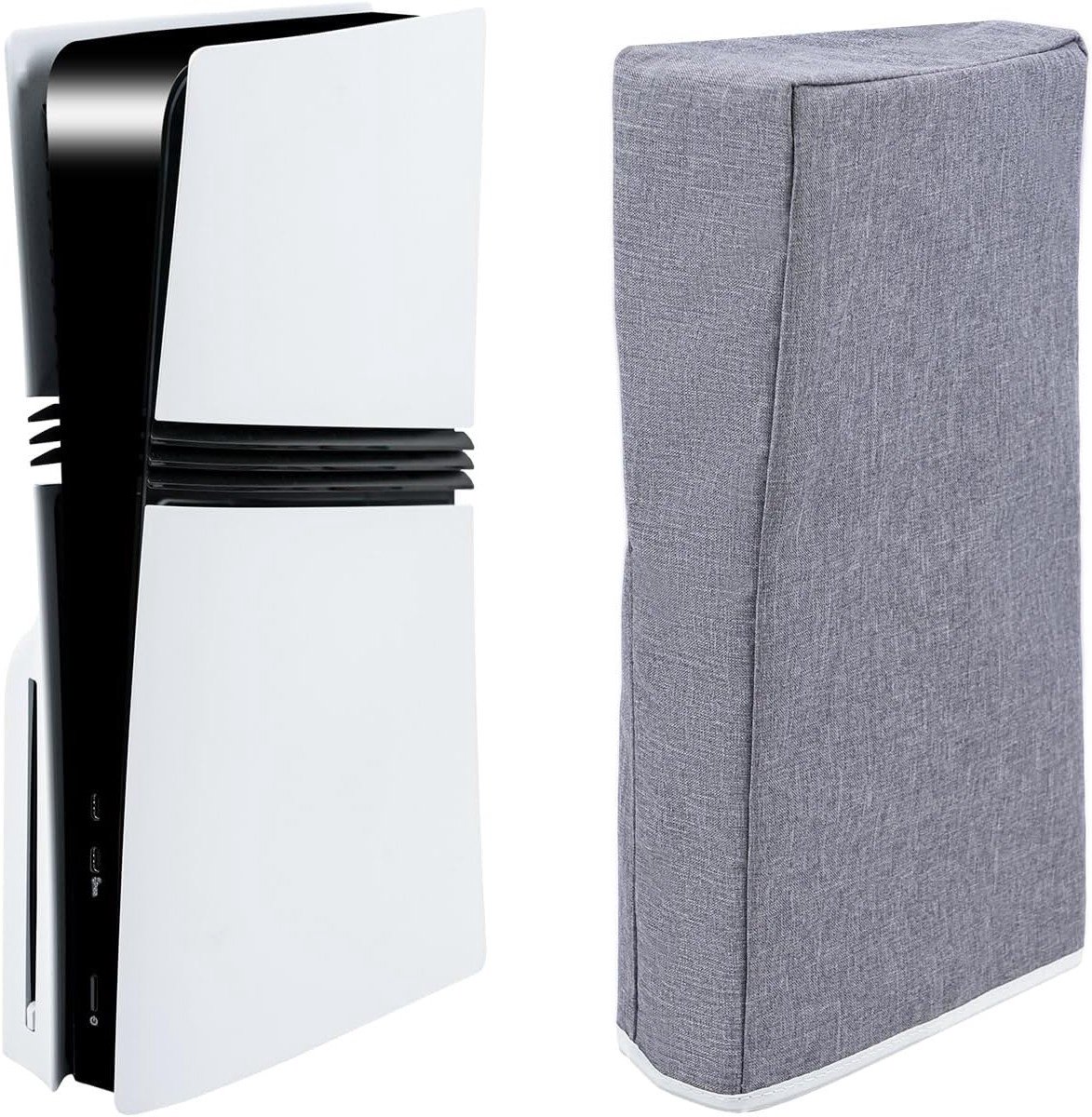 PS5 Pro Stofhoes, Verticale Beschermhoes van Cationisch Polyester voor Playstation 5 Pro Disc & Digital Console - Grijs, Stofbescherming en Duurzaamheid