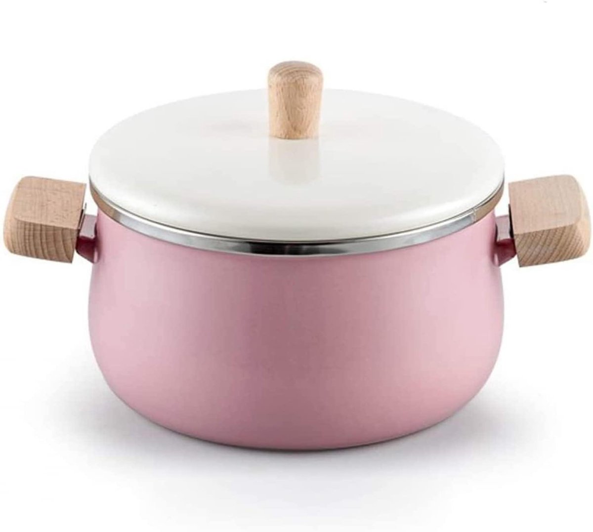 Emaille Soeppan - Melkpan Stoofpot - Thuis Koken - Non-stick Coating - 2 Liter - Roze