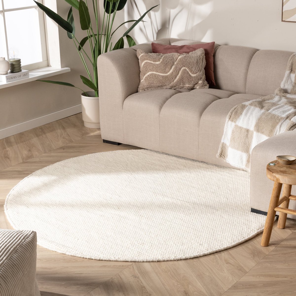 NATURL. Rond wollen vloerkleed - Feline Wit - Ø 200cm