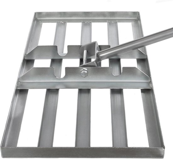 Gazonrakel met steel - Leveler hark Egaliseerhark - Gazon egaliseren - Verzinkt stalen kop - 75 x 35 cm - Zilver — afbeelding 4
