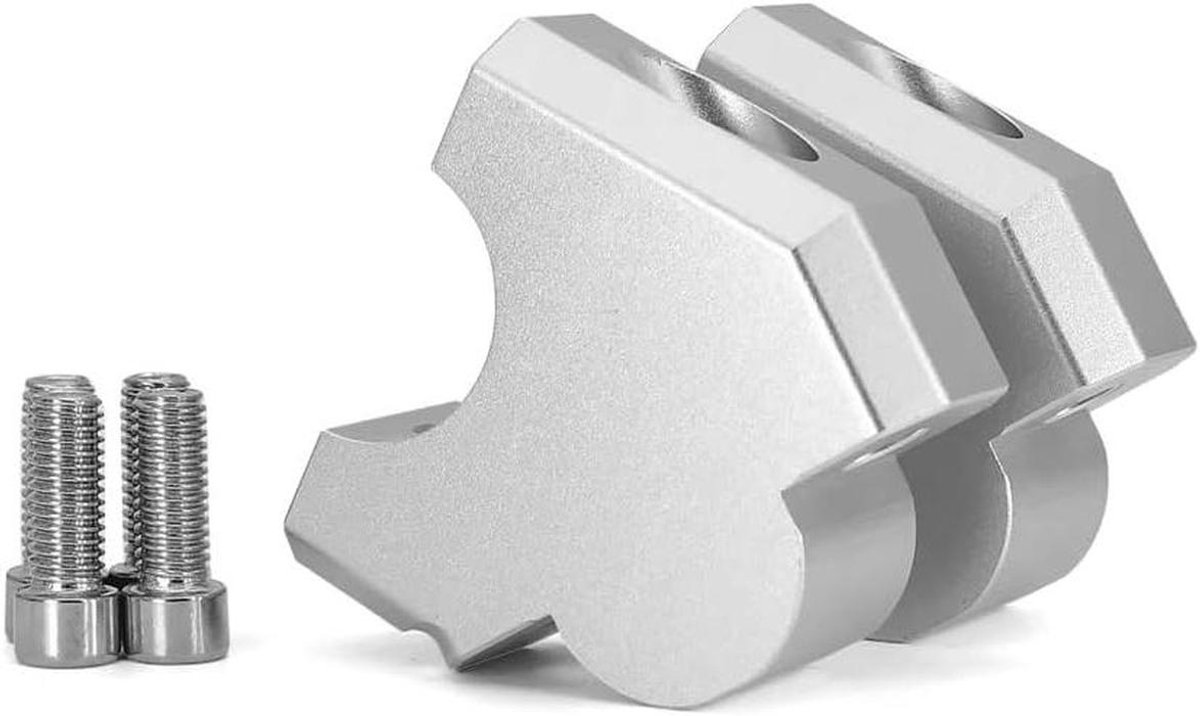 Stuur Riser Klem - Stuurverhoger Motorfiets - Comfortabeler Rijden - Verhoogt 35mm - 15mm Achteruit - Zilver