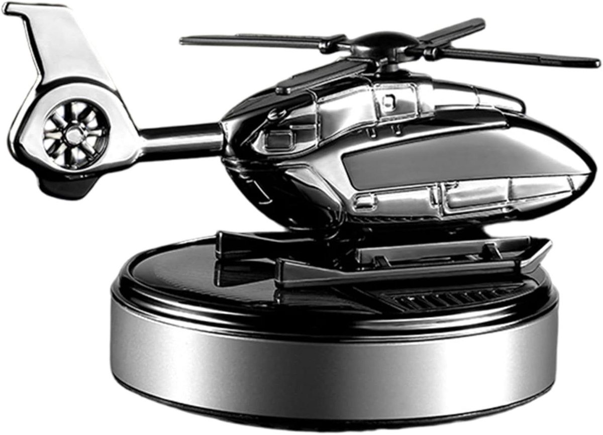 Auto Luchtverfrisser - Helicopter Verfrisser - Auto Interieur Frissen - Zonne-energie Aangedreven - 10 x 10 x 10 cm - Zilver