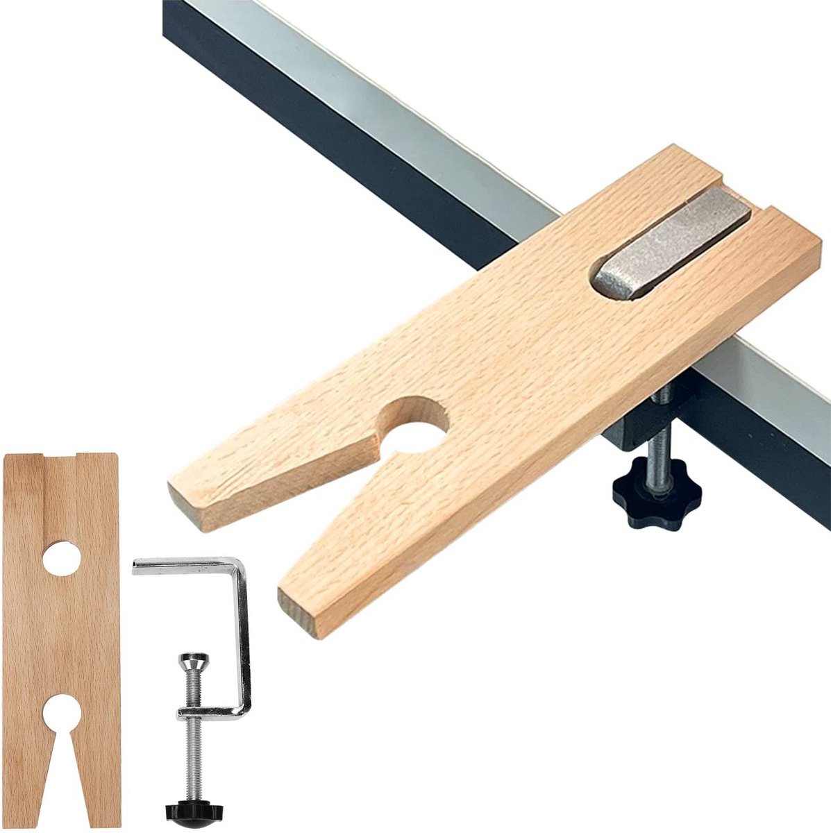 Dailygoody - V-vormige Hardhout Werkplaats Bench - Juweliers Bank Klem - Duurzaam en Betrouwbaar - Beige - Bevestiging Tool - Perfect voor Juweliers -...