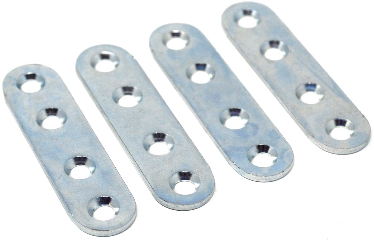 Dailygoody - Solidchoice - Dailygoody - Platte verbinders - Repareren van meubels - Robuust en duurzaam - 60 mm - Geperforeerde metalen plaat - Geschikt voor hout en gipsplaten ..