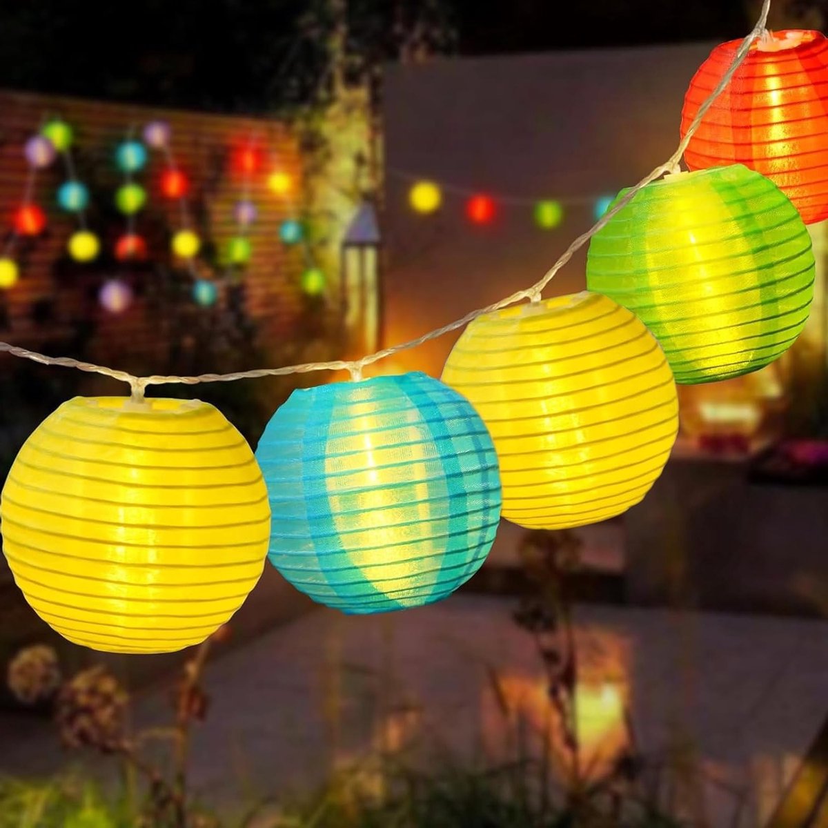 Lampion met Batterij voor Binnen en Buiten Gebruik - 10 LED Fairy Lights van 1.5 m - Waterdichte en Kleurrijke Decoratie voor Tuin, Balkon en Bruiloft