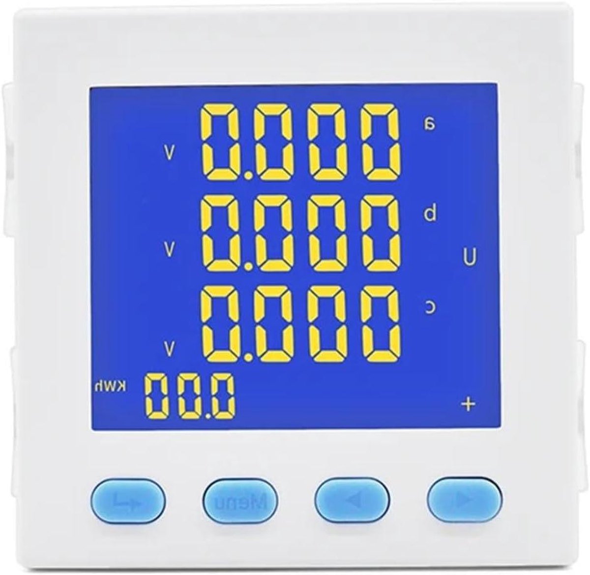 Driefasige Verbruiksmeter - Energieteller Wattuurmeter - Energieverbruik Meten - LCD Digitaal Display - 96 x 96 mm - Wit
