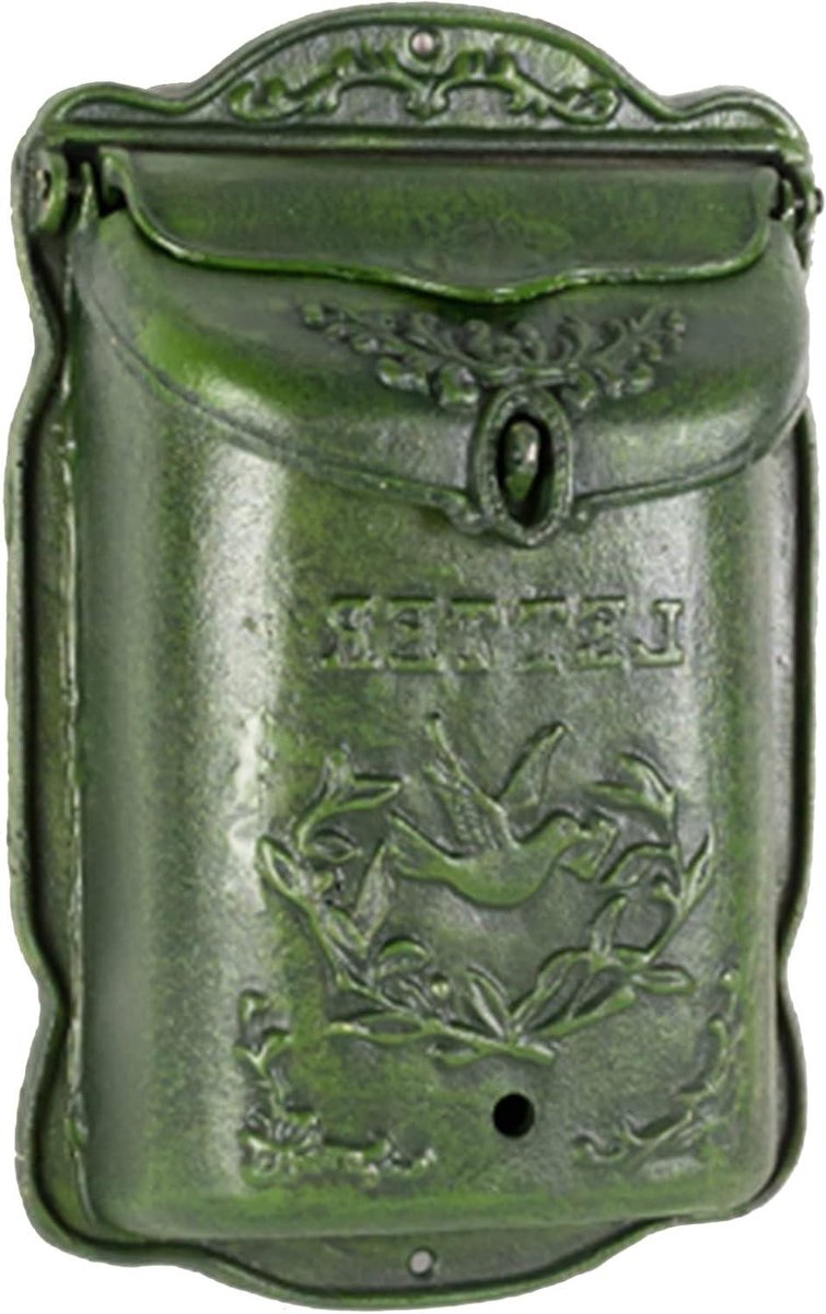 Brievenbus Gietijzer - Wandbrievenbus Postbus - Post Ontvangen - Roestbestendig Gepoedercoat - 25x102x39 cm - Groen