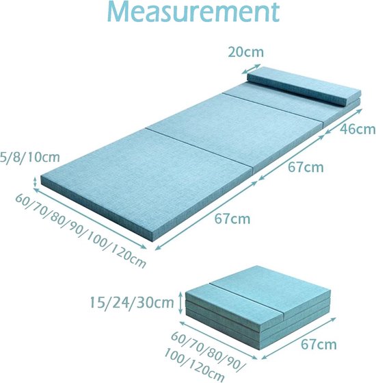 Opvouwbare Slaapbank - Logeerbed Vouwmatras - Comfortabel Slapen - Drievoudig Ontwerp - 200 x 60 x 5 cm - Grijs — afbeelding 2
