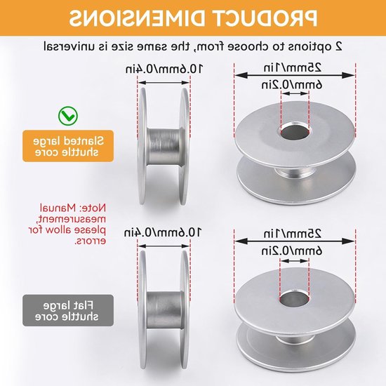 100 Stuks Aluminium Naaldmachine Spoelen van 25mm, Geschikt voor Meeste Naaimachines, Duurzaam en Lichtgewicht Bobbins — afbeelding 4