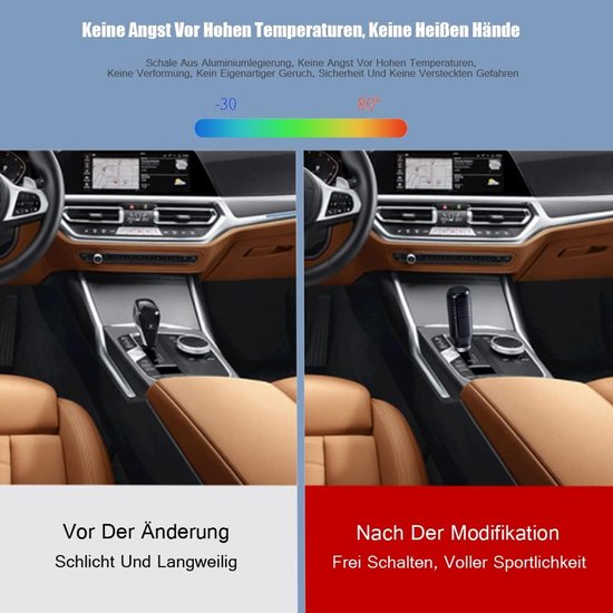 Versnellingspookknop Aluminium - Schakelknop Pook - Auto Interieur Upgraden - Universele Pasvorm - 85 mm Hoogte - Zwart — afbeelding 5
