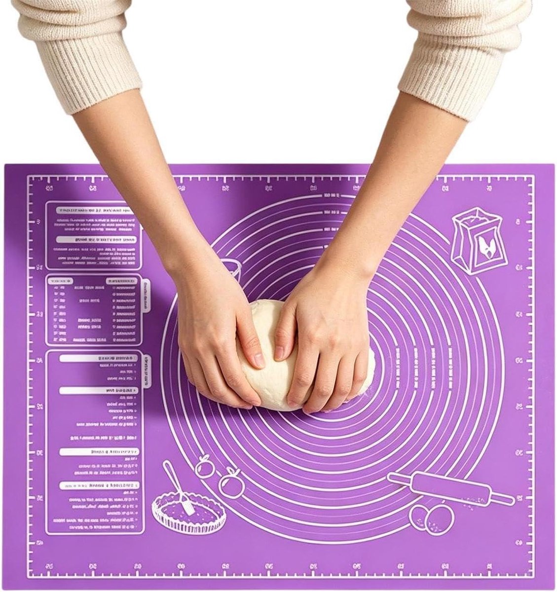 Deegmat - Bakmat Kneedmat - Brood en Gebak - Antislip Antiaanbak - 60x45 cm - Grijs
