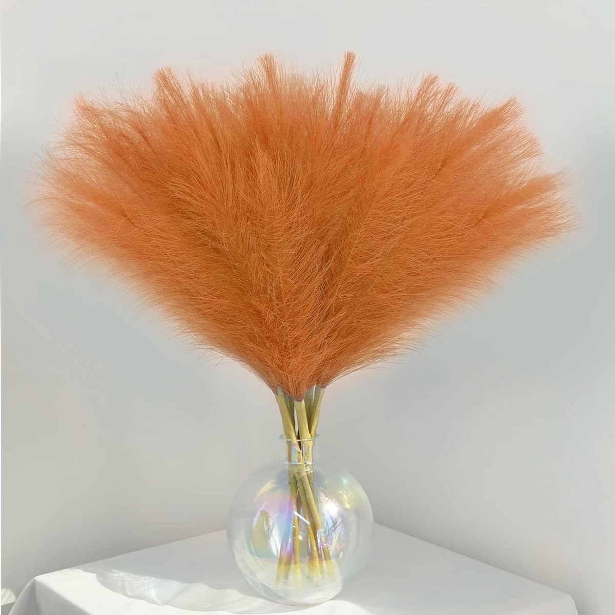 Set van 30 Kunstmatige Pampas Grassen 55 cm - Fluffy Droogbloemen voor Bohemian Decoratie en Bruiloften (Oranje)