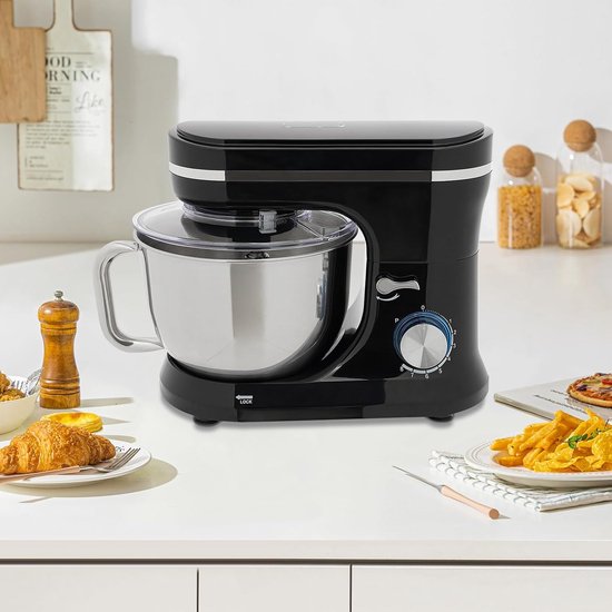 Keukenmachine 4.5L - Mixer Kom - Bakken en Mixen - Stille Werking 68dB - 35.5x18.8x28cm - Zwart — afbeelding 5