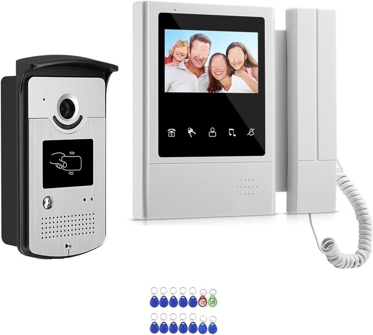 Video Deurbel - Intercom Systeem - Toegang Beveiligen - RFID Ontgrendeling - 4.3 Inch Scherm - Zwart