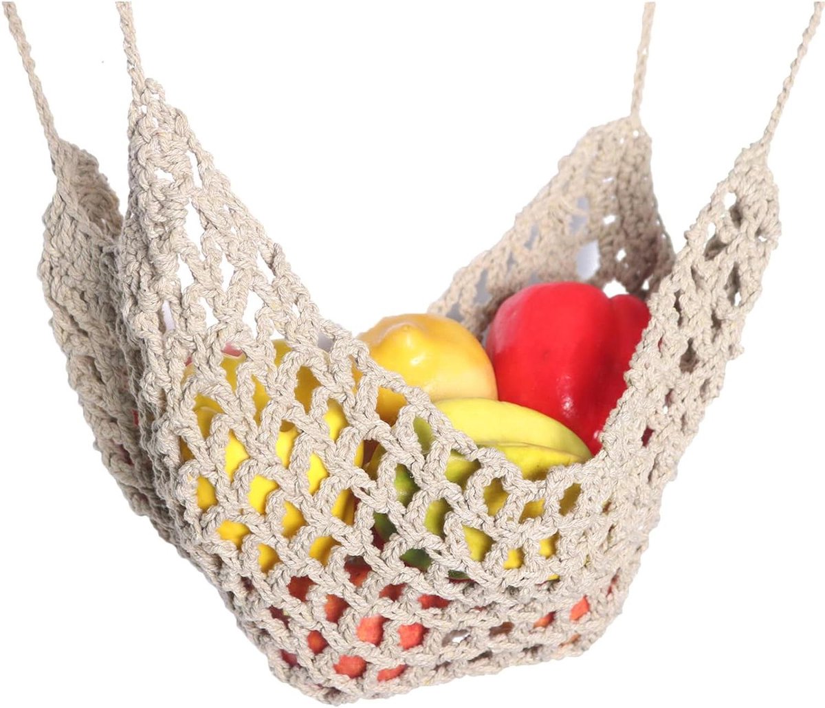 Fruit Hangmat - Keukenmand - Ruimte Besparen - Handgeweven - 68 cm - Multikleur