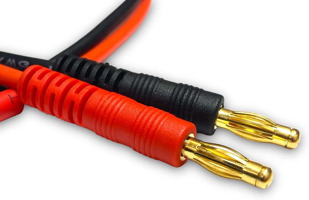 Accu Laadkabel - Banana Plug XT60 - Modelbouw Opladen - Vergulde Connectoren - 30 cm - Geel