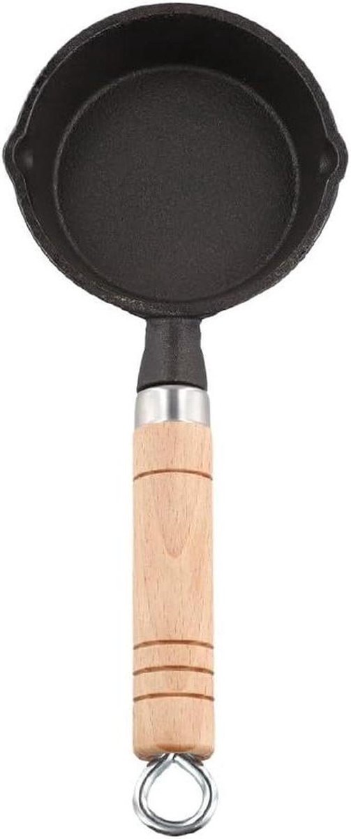 Mini koekenpan - Kleine pan - Eieren bakken - Hout gietijzer - 10 cm - Zwart