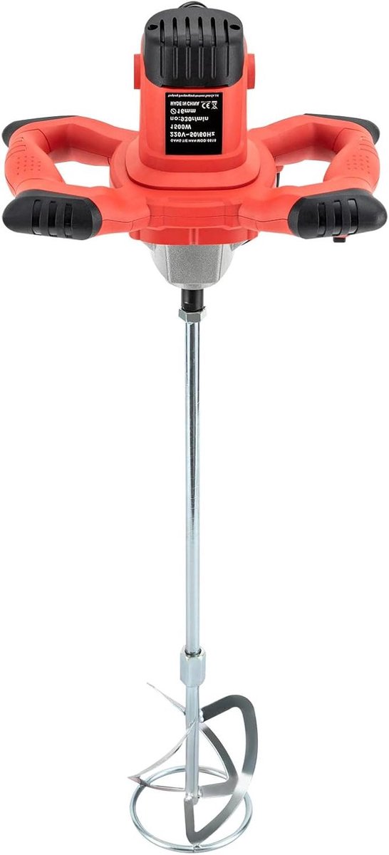 Draagbare Betonmixer - Kleurmortelmixer Cementmixer - Mengen van Materialen - 6 Instelbare Snelheden - 1500 Watt Vermogen - Rood