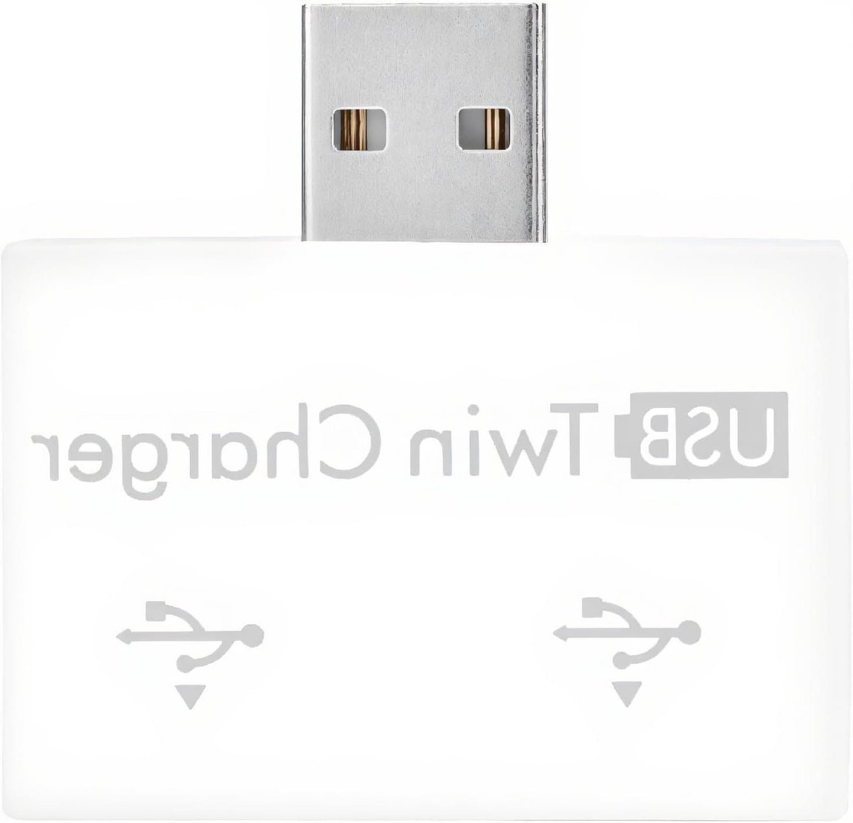 USB Hub - Lader Splitter - Apparaten Opladen - Twee Poorten - Mini Formaat - Wit