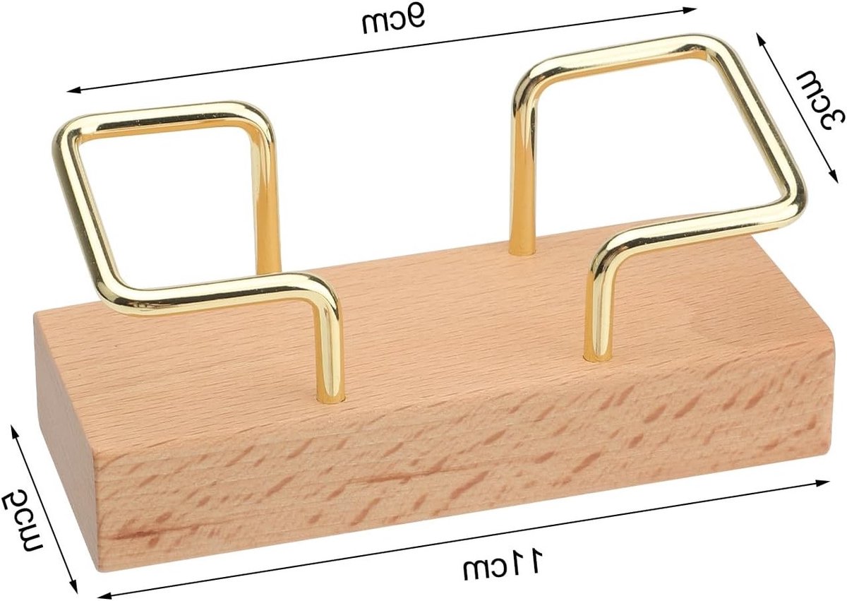 Minimalistische visitekaartjeshouder van beukenhout en metaal, stijlvolle bureau-organizer en cadeau-idee voor professionals en ondernemers