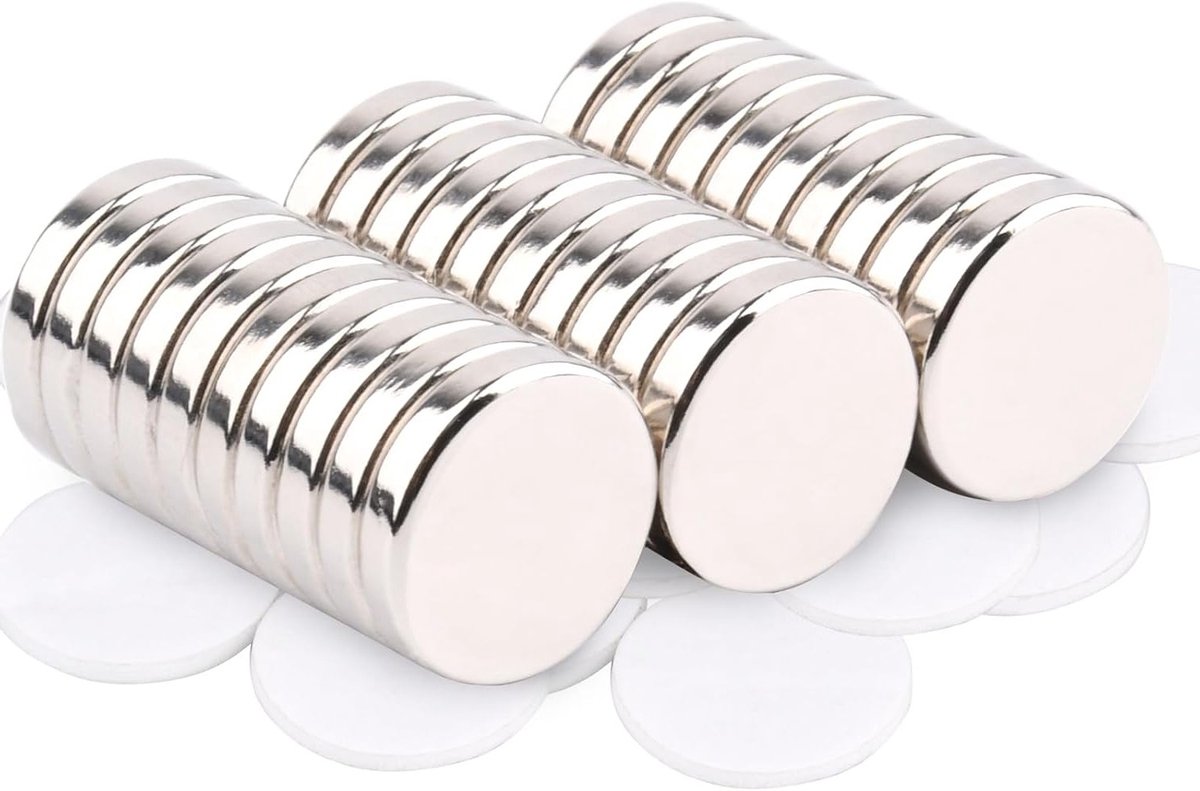 30 Stuks Zelfklevende Neodymium Magneten 15x3mm Rond Mini Plakmagneten voor Koelkast en Magneetbord