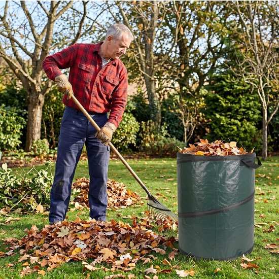 Tuinzak met handvatten - Opvouwbare mand - Tuinafval verzamelen - Waterdichte coating - 100 liter - Donkergroen — afbeelding 2