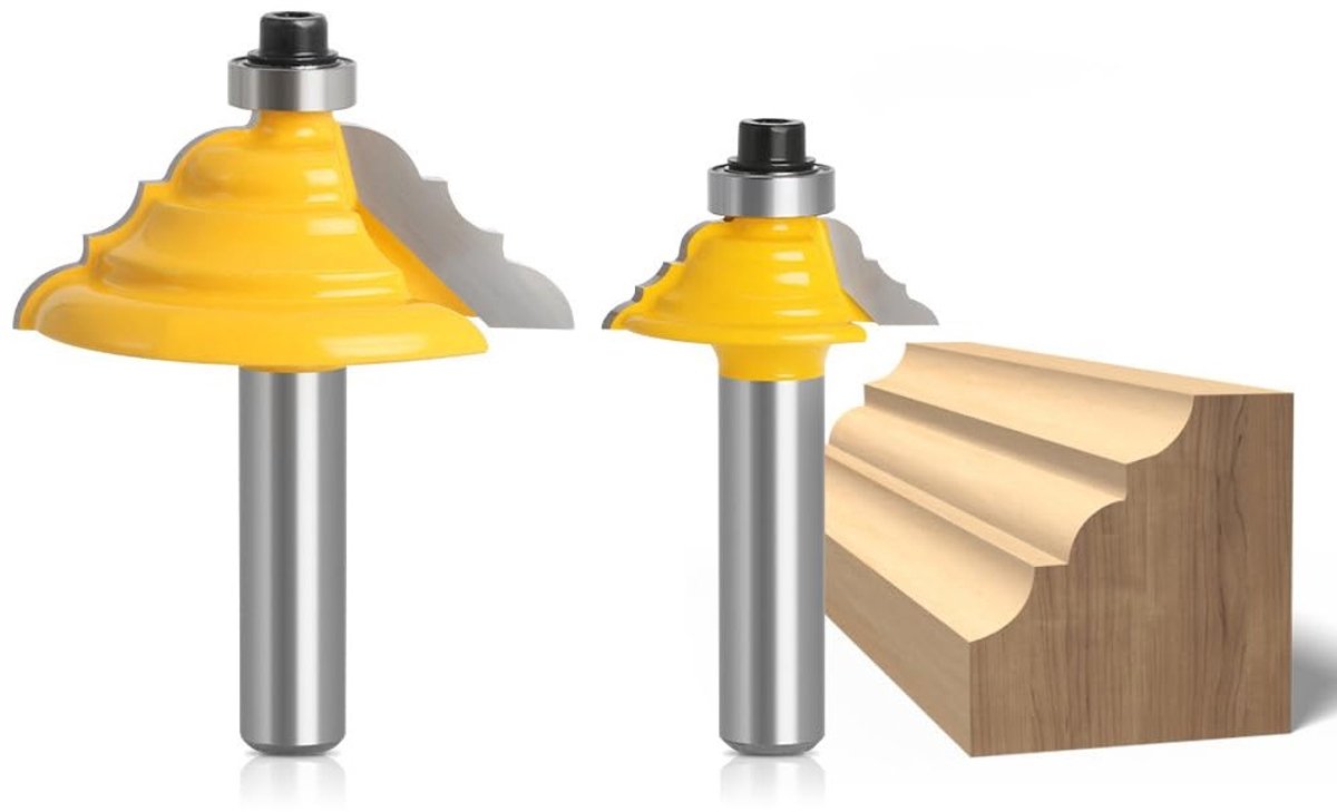 Classic Roman Ogee 8mm shank edge cutter set - 2 stuks voor architectonische profielen en vormen